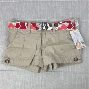 UNIONBAY Tan Juniors Cargo Shorts with Patterned Belt Size 3